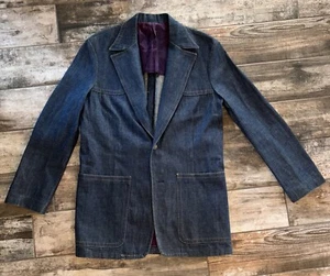 Vtg. Lee Cotton Denim Jean Leisure Suit Jacket Blazer Pockets Sz 42L Rockabilly - Picture 1 of 15