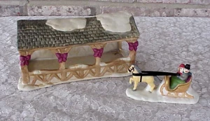 Vintage Village Covered Bridge & Horse Drawn Sleigh Accessory 7 1/2" L Christmas - Picture 1 of 13