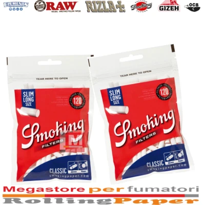 Filtri Smoking Slim 6mm Lungo XL 22mm 20 Βustine da 120 filtri - Image 1 of 2
