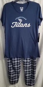 Tennessee Titans NFL Sleepwear Women's Large Navy Blue Pajama Sleep Shirt Pants - Picture 1 of 3
