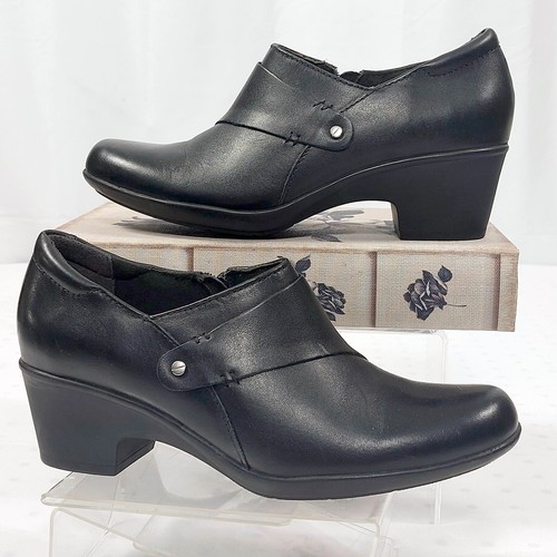 CLARKS Scarpe Mocassino Donna Tg 7 Nero Pelle Genette Frolic Ottime Condizioni