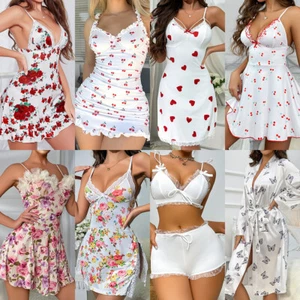 Sexy Lencería Para Mujer Vestido Floral Encaje Babydoll Peluche Ropa Interior Prendas para dormir Regalo - Imagen 1 de 73