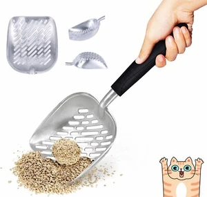 Cat Litter Scoop Metal Scooper Sifter Deep Shovel Long Cleaning Tool for Cat Box - Picture 1 of 12