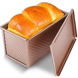 Pullman Loaf Pan with Lid, Premium 1 lb Large, 1LB Dough Capacity, Rose Gold - Picture 1 of 7