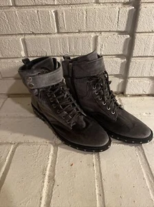 Vince Camuto Talorini Graphite Velvet Studded Combat Boot - Women's 9.5 - Picture 1 of 12