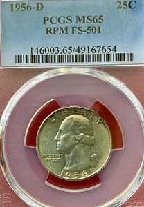 PCGS MS-65! 1956-D/INVERTED D RPM FS-501 WASHINGTON QUARTER - Picture 1 of 3