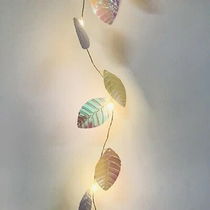 20 LED Iridescent Leaf Fairy String Curtain Lights Garden Decor Home Party Room - Picture 1 of 5