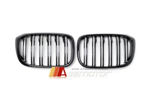 Rejillas de riñón capó delantero de doble listón negro brillante para BMW G01 X3 G02 X4 2018-21 - Imagen 1 de 4
