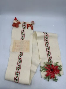 Vtg Handmade Felt Christmas Advent Calendar Santa Reindeer Candy Ribbon MCM - Picture 1 of 4