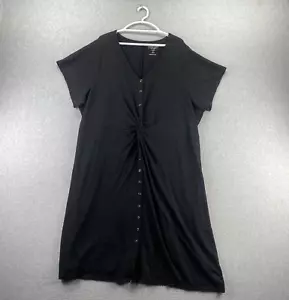 Torrid Super Soft Sleep Shirt Lounge Dress Plus 6 Black Twist Front Button Up - Picture 1 of 8