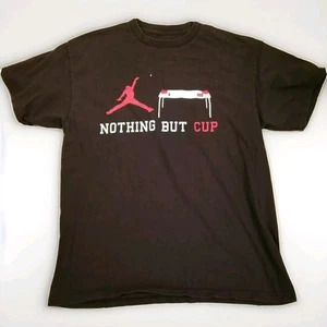 Men's "Nothing But Cup" Beer Pong T-Shirt from Spencers Black Red Sz L Jordan - Picture 1 of 2