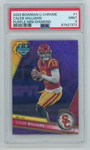 2023 Bowman Chrome Caleb Williams Purple Mini Diamond Refractor /399 PSA 9 Mint - Picture 1 of 2