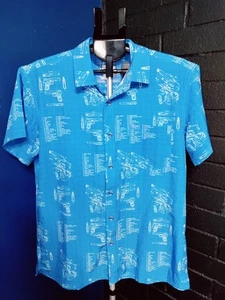 Retro Rifle Parts Manual Button Up Shirt Size Large Men's Blue - Picture 1 of 5