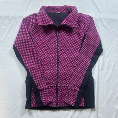 Lululemon Sweatshirt Women’s 8 Medium Radiant Zip Jacket Pink Check Thumbholes - Image 1 of 4
