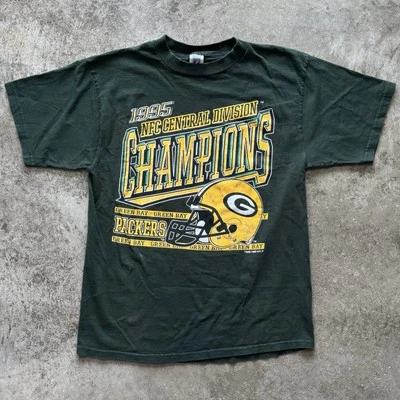 Green Bay Packers 1995 NFC Champions Vintage Shirt Mens Large Logo 7 Faded NFL - Image 1 of 4