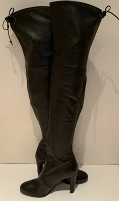 Stuart Weitzman NEW Highland Black Leather Over Knee OTK Boots Spain 8.5 M $950 - Image 1 of 4
