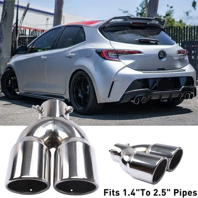 Puntas de silenciador de escape trasero de doble salida calibre para Toyota Corolla Hatchback Foto 1 de 4
