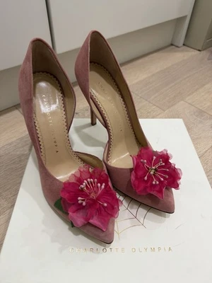 Zapatos de salón Charlotte Olympia rosa polvorienta nuevos en caja Vamp en flor talla 37.5 Foto 1 de 4