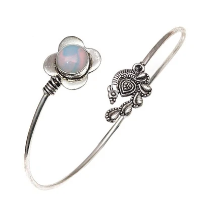 Браслеты-манжеты ювелирные изделия ручной работы опал молочный огонь 7 дюймов регулируемые - Изображение 1 из 4