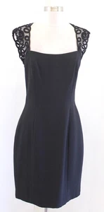 Vtg 90s Laundry Black Mesh Corded Lace Open Back Cocktail Party Dress Sz 8 S ? - Picture 1 of 6