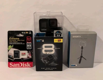 GoPro Hero 8 Black Camera With Accessories - Shorty Tripod - 64GB Memory Card - Image 1 of 4