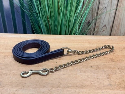 TOP QUALITY Butter Soft Leather Horse Lead w Brass Chain For Halter ~ Show - image 1 of 4
