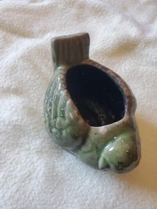 Vintage Mid-Century Ceramic Green Textured Bird Planter - Picture 1 of 9