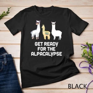 Funny Alpaca Get Ready For Alpacalypse Pun Punny Unisex T-shirt - Picture 1 of 15