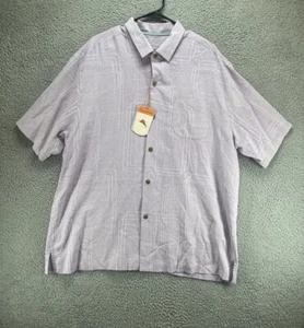 Tommy Bahama Men’s Short Sleeve 100% Silk Purple Geometric Camp Shirt Size XL E2 - Picture 1 of 7