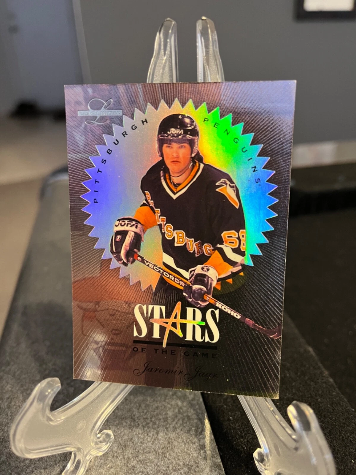 Jaromir Jagr 1995-96 Donruss Leaf Limited Stars of the Game #923/5000 - Pittsbur