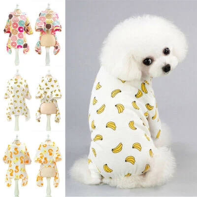 Puppy Pet Clothes Dressing Pals Pajamas Small Dog Gown Jumpsuit Indoor Cotton - Image 1 of 4