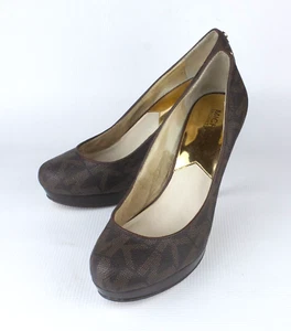 Zapato de tacón alto Michael Kors monograma MK marrón para mujer talla US 7,5 M - Imagen 1 de 12