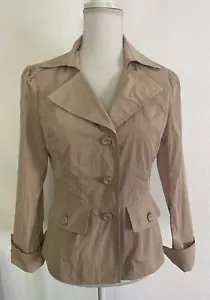 Women's Vintage Courreges Beige Nylon Peplum Pleated Jacket Size US 4? - Picture 1 of 6