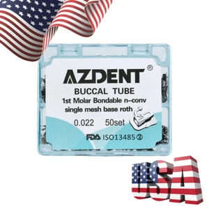 AZDENT 50 Set Dental Orthodontic 1st Molar Buccal Tube Bondable Roth 022 Non-Cov - Picture 1 of 9