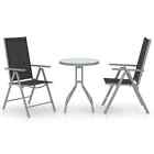Vidaxl 3 Piece Bistro Set Aluminium And Textilene Silver Garden Furniture