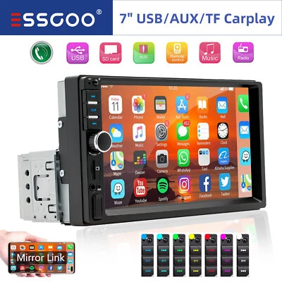 1 DIN Autoradio 7 Zoll Apple Carplay Android Auto Bluetooth USB TF AUX EQ BT FM - Bild 1 von 4
