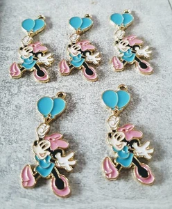 New 5 X Disney Minnie Mouse Charms W/Balloon Pendant Necklace Bracelet Keyring - Picture 1 of 1
