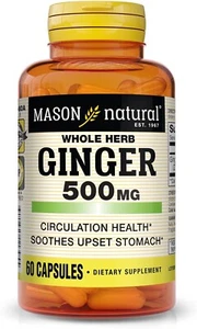 (2PK) Mason Natural Whole Herb Ginger 500 mg, 60 Capsules 311845113955VL - Picture 1 of 3