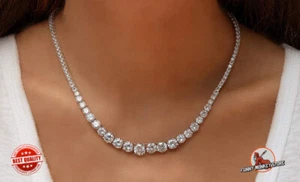 Womens Magnificent Graduated Round Cubic Zirconia Tennis Necklace NYC Sterling - Picture 1 of 6