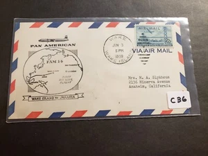 WAKE ISLAND 1959 First Flight Cover FAM-14 Cachet to JAKARTA, INDONESIA #C36 - Picture 1 of 2
