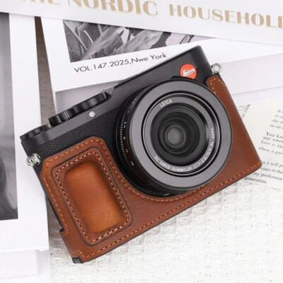 Medio estuche de cuero genuino hecho a mano para cámara cubierta protectora apto para Leica D-LUX8 Foto 1 de 4