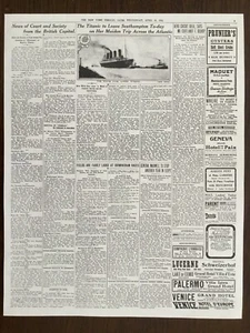 TITANIC KATASTROPHE 10. APRIL 1912 ZEITUNG 1 SEITE POSTER, THE NEW YORK HERALD  - Bild 1 von 12