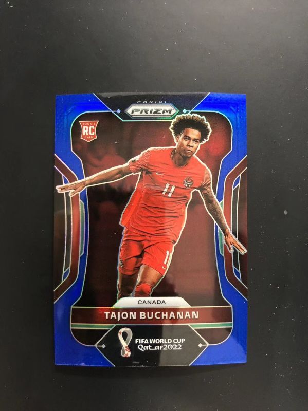 2022 Panini World Cup Prizm Tajon Buchanan Rookie RC Blue 174/299 Canada Milan