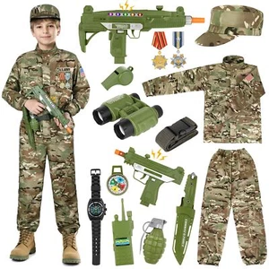 Army Costume for Kids 15PC Soldier Military Halloween Costumes for Boys Kids... - Picture 1 of 7