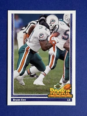 1991 Upper Deck ~ Bryan Cox ~ Rookie Force ~ 607 ~ Dolphins - Image 1 of 2