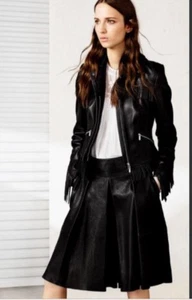 Karen Millen schwarze Lederjacke mit Fransen und Quaste 8 neu ohne Etikett  - Bild 1 von 20