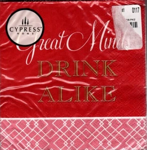 New - Great Minds Drink Alike Paper Beverage Napkins By Cypress Home - 20 Count - Picture 1 of 2