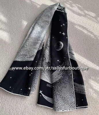 Sallys 70% Cashmere & 30% Silk Wrap Scarf Moon Print Double Face Shawl 53" - Image 1 of 4