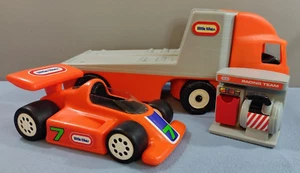 RARO REMOLQUE DE COLECCIÓN 23" LITTLE TIKES NARANJA CAMIÓN PLATAFORMA PLANA CARRO DE CARRERAS EQUIPO - Imagen 1 de 20