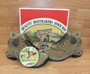Women's Justin 055 Khaki Suede Mid Cut Hiker Boots Size 5 1/2 (L0161) *READ*